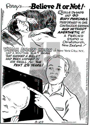 Ripley's Believe It or Not on Thursday March 29, 2001 Comic Strip
