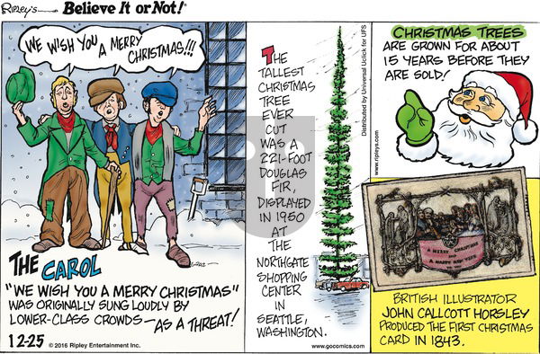 Ripley's Believe It or Not on Sunday December 25, 2016 Comic Strip