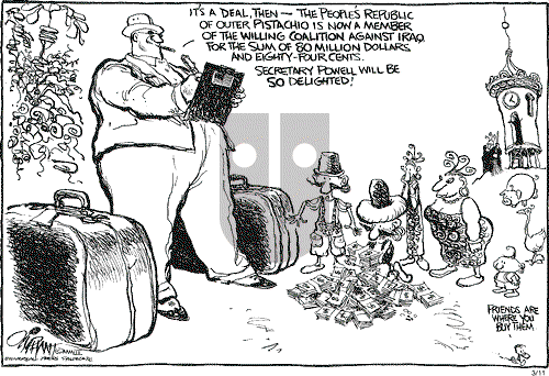 Pat Oliphant on Tuesday March 11, 2003 Comic Strip