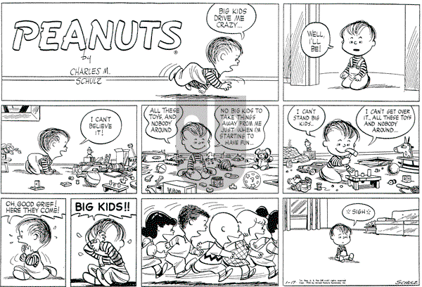 Peanuts - Sunday January 17, 1954 Comic Strip