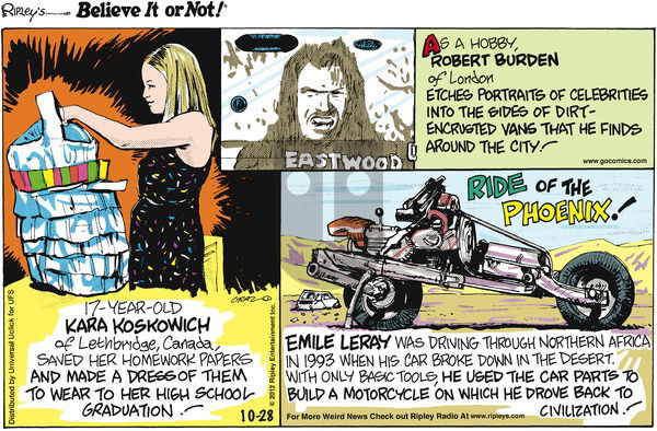 Ripley's Believe It or Not on Sunday October 28, 2012 Comic Strip