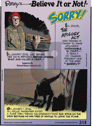 Ripley's Believe It or Not on Monday February 19, 2018 Comic Strip