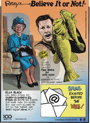 Ripley's Believe It or Not on Tuesday April 9, 2019 Comic Strip
