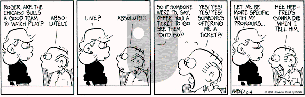 FoxTrot on Monday February 4, 1991 Comic Strip