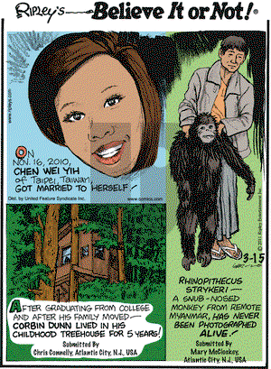 Ripley's Believe It or Not on Tuesday March 15, 2011 Comic Strip