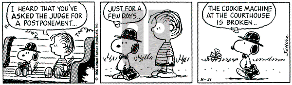 Peanuts on Friday August 31, 1990 Comic Strip