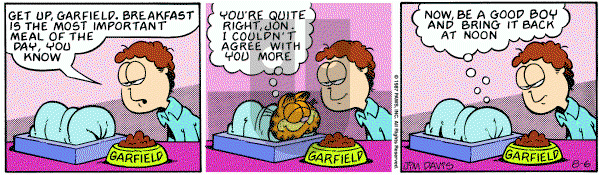 Garfield - Thursday August 6, 1987 Comic Strip