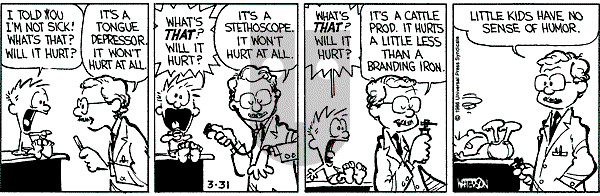 Calvin and Hobbes - Monday March 31, 1986 Comic Strip