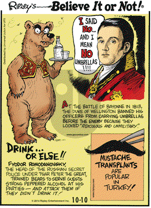 Ripley's Believe It or Not on Friday October 10, 2014 Comic Strip