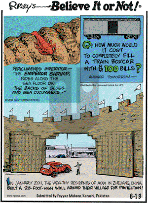Ripley's Believe It or Not on Monday June 13, 2011 Comic Strip