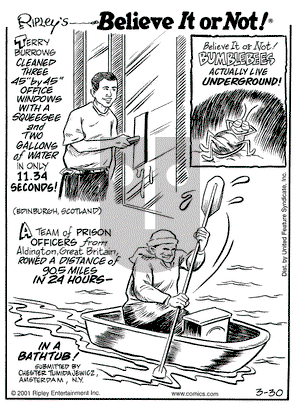 Ripley's Believe It or Not on Friday March 30, 2001 Comic Strip