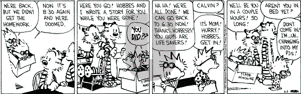 Calvin and Hobbes - Wednesday June 3, 1992 Comic Strip