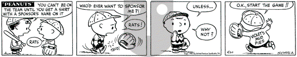 Peanuts on Friday April 20, 1951 Comic Strip