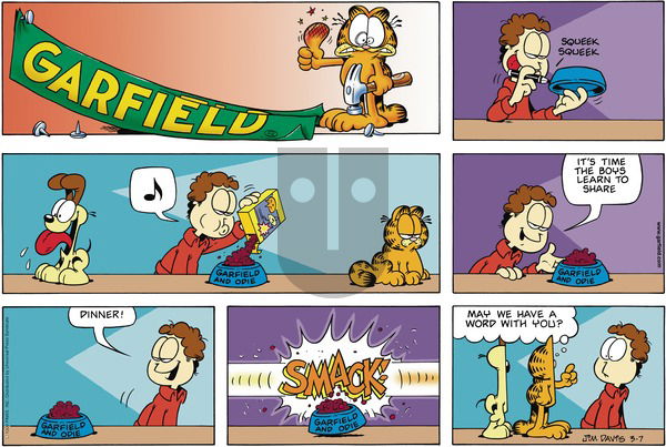Garfield on Sunday March 7, 1999 Comic Strip