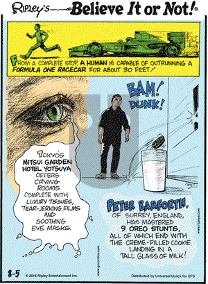 Ripley's Believe It or Not on Wednesday August 5, 2015 Comic Strip