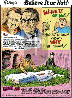 Ripley's Believe It or Not on Wednesday July 17, 2013 Comic Strip