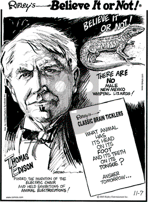 Ripley's Believe It or Not on Monday November 7, 2005 Comic Strip
