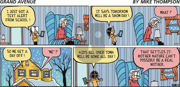 Grand Avenue on Sunday February 16, 2020 Comic Strip