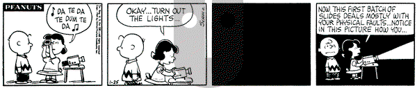 Peanuts on Saturday January 25, 1964 Comic Strip