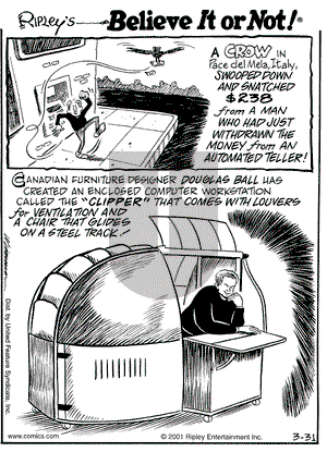 Ripley's Believe It or Not on Saturday March 31, 2001 Comic Strip
