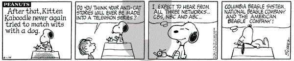 Peanuts on Friday June 14, 1974 Comic Strip