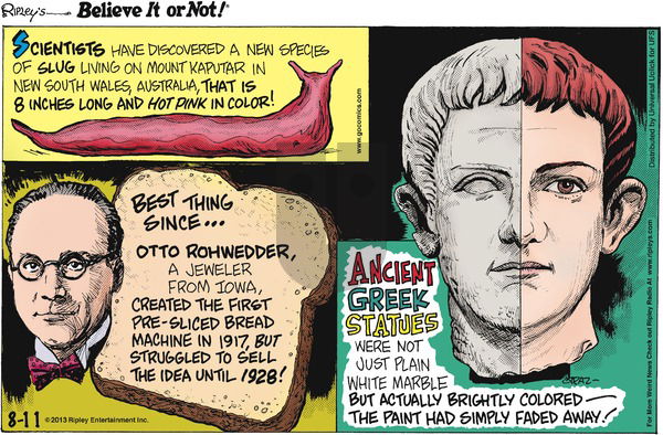 Ripley's Believe It or Not on Sunday August 11, 2013 Comic Strip