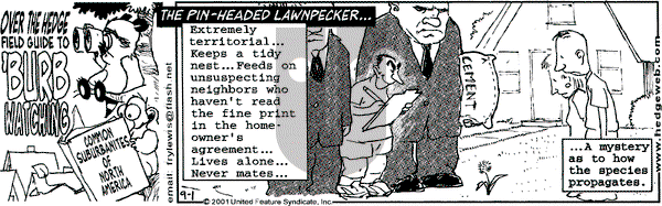 Over the Hedge on Saturday September 1, 2001 Comic Strip