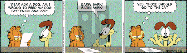 Garfield on Wednesday August 21, 2019 Comic Strip