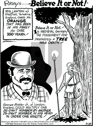 Ripley's Believe It or Not on Saturday September 14, 1996 Comic Strip