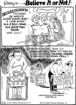 Ripley's Believe It or Not on Monday April 2, 2001 Comic Strip