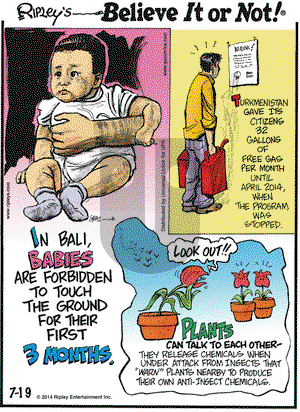 Ripley's Believe It or Not on Saturday July 19, 2014 Comic Strip