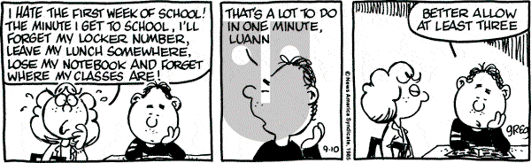 Luann on Tuesday September 10, 1985 Comic Strip