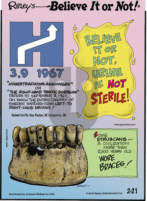 Ripley's Believe It or Not on Wednesday February 21, 2018 Comic Strip