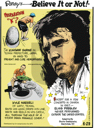 Ripley's Believe It or Not on Monday June 29, 2015 Comic Strip
