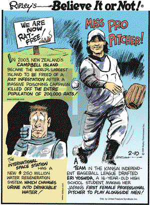 Ripley's Believe It or Not on Tuesday February 10, 2009 Comic Strip