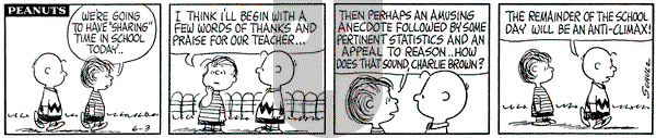 Peanuts on Wednesday June 3, 1964 Comic Strip