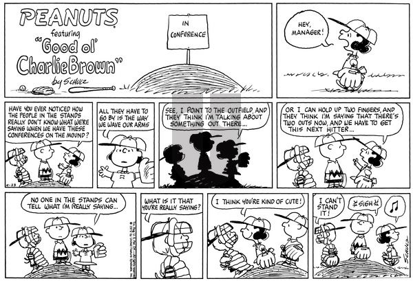Peanuts on Sunday April 23, 1972 Comic Strip