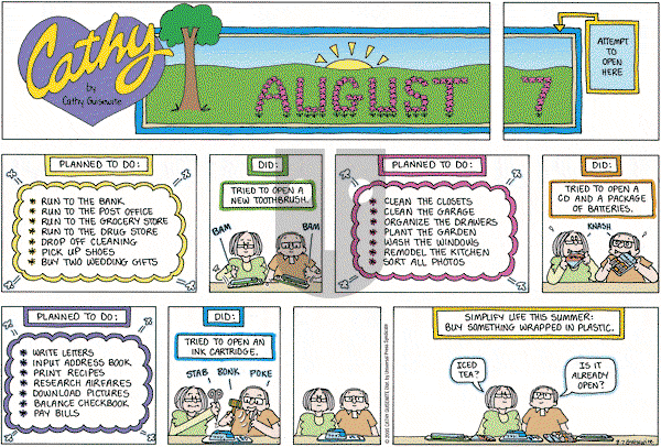 Cathy Classics - Sunday August 7, 2005 Comic Strip