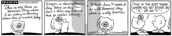 Peanuts - Monday May 29, 1972 Comic Strip