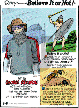 Ripley's Believe It or Not on Tuesday September 6, 2011 Comic Strip