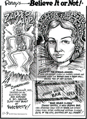 Ripley's Believe It or Not on Wednesday November 9, 2005 Comic Strip