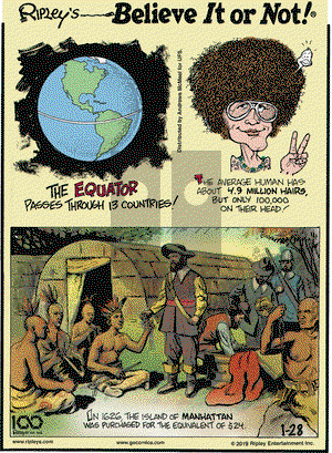 Ripley's Believe It or Not on Monday January 28, 2019 Comic Strip