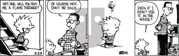 Calvin and Hobbes on Saturday March 29, 1986 Comic Strip