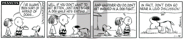 Peanuts on Tuesday January 14, 1964 Comic Strip