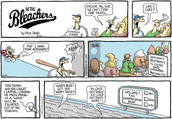 In the Bleachers - Sunday June 21, 1998 Comic Strip