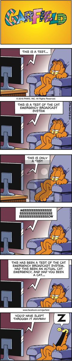 Garfield on Sunday August 21, 2016 Comic Strip