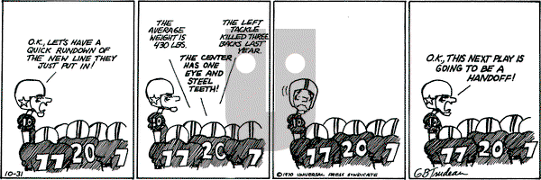 Doonesbury on Saturday October 31, 1970 Comic Strip