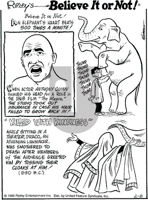 Ripley's Believe It or Not on Thursday February 8, 1996 Comic Strip