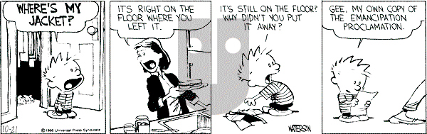 Calvin and Hobbes - Tuesday October 21, 1986 Comic Strip