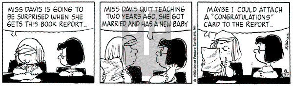 Peanuts on Tuesday August 24, 1993 Comic Strip